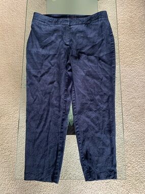 💜 Navy Cropped Pant Linen Blend